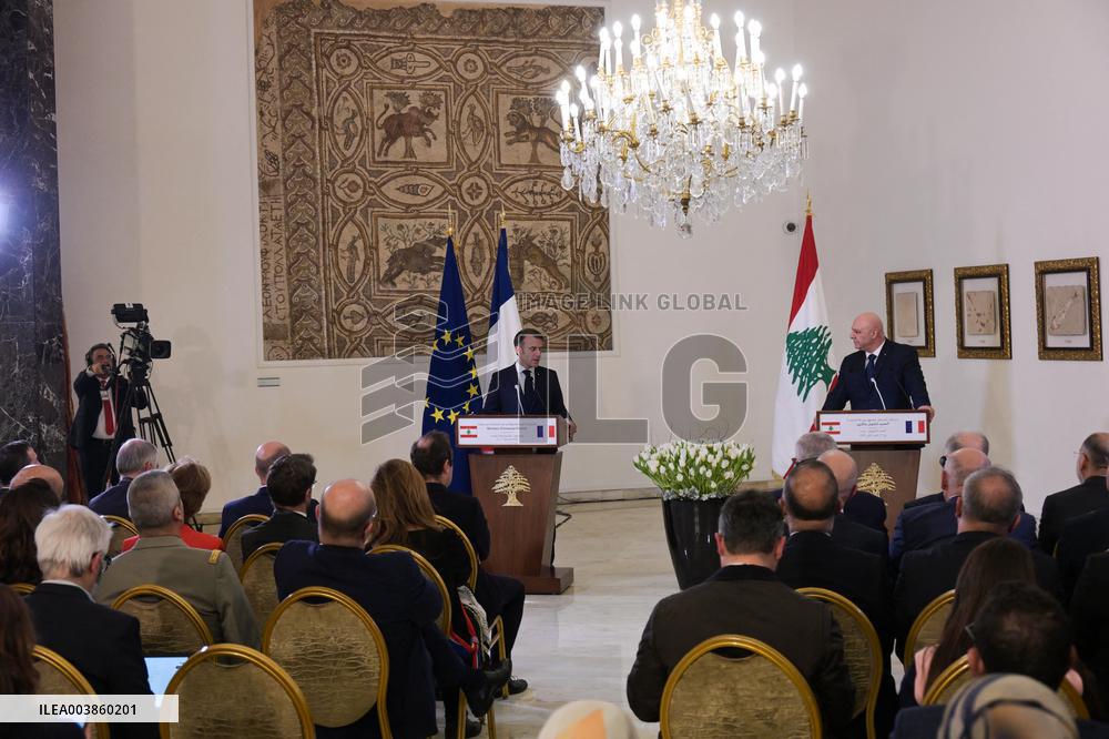 President Macron Meets Lebanon's New President - Beirut