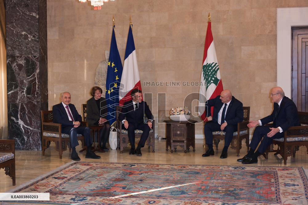 President Macron Meets Lebanon's New President - Beirut