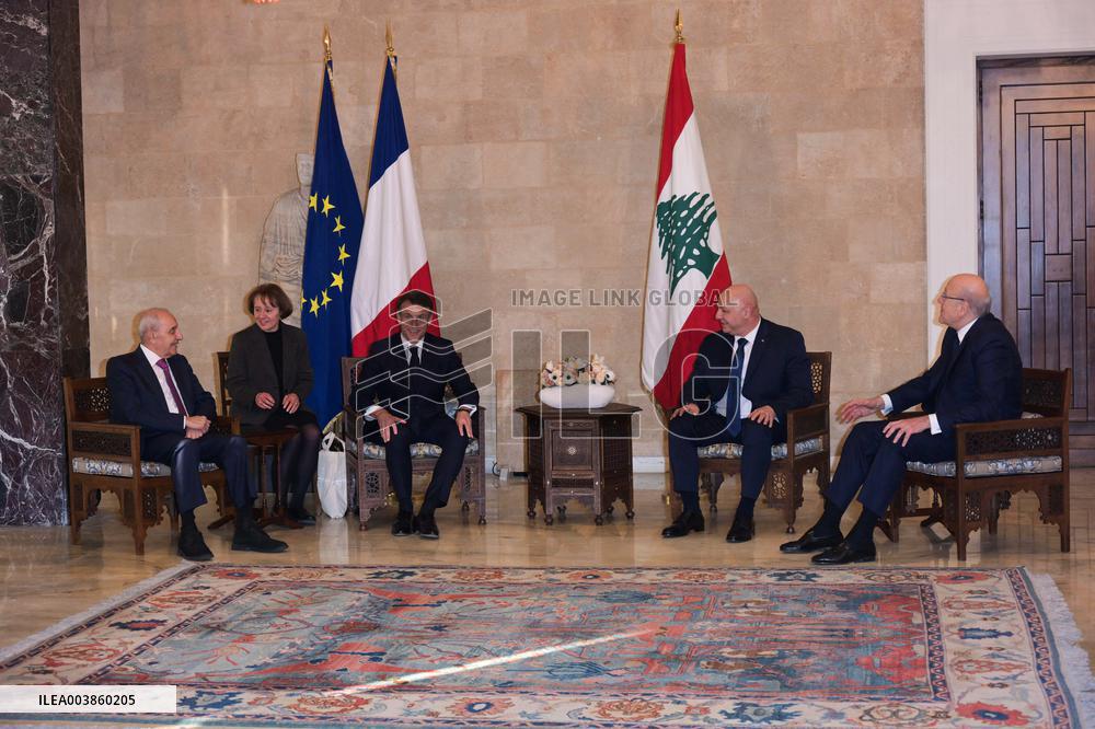 President Macron Meets Lebanon's New President - Beirut