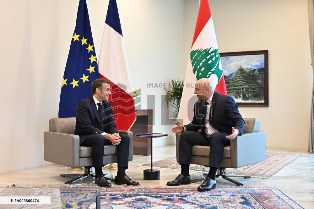 President Macron Meets Lebanon's New President - Beirut