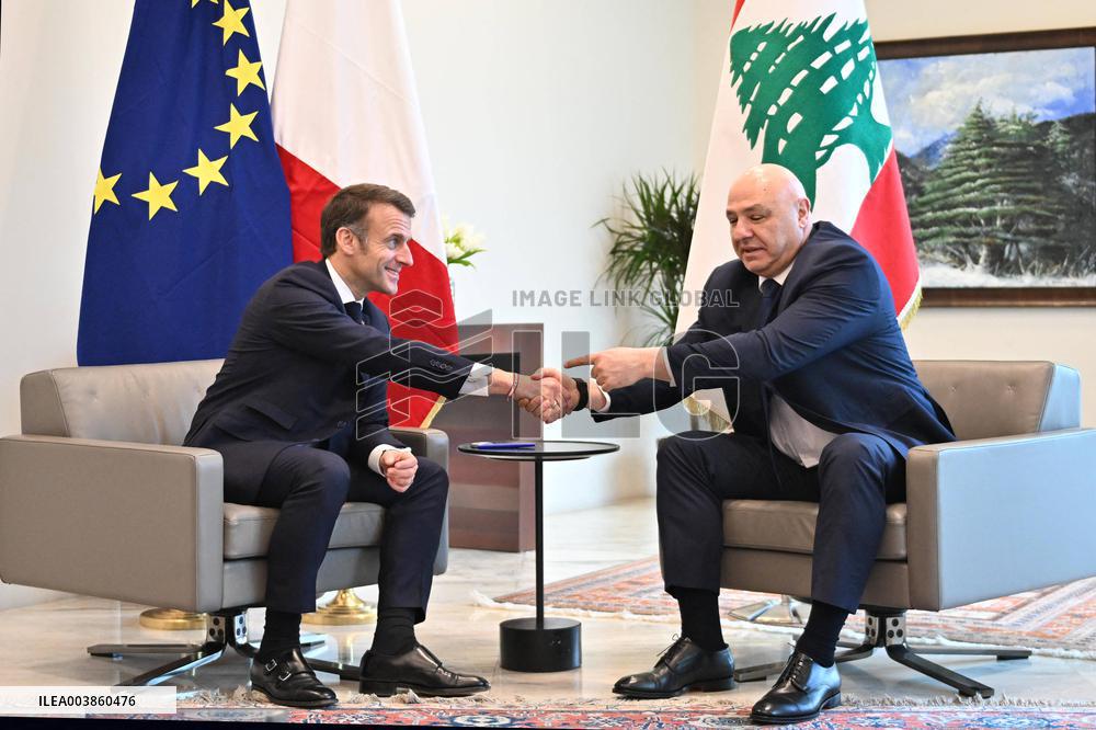 President Macron Meets Lebanon's New President - Beirut