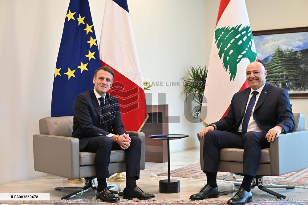 President Macron Meets Lebanon's New President - Beirut