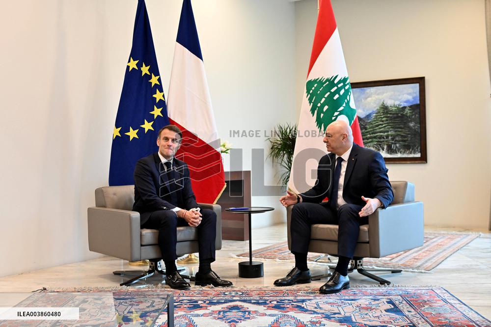 President Macron Meets Lebanon's New President - Beirut