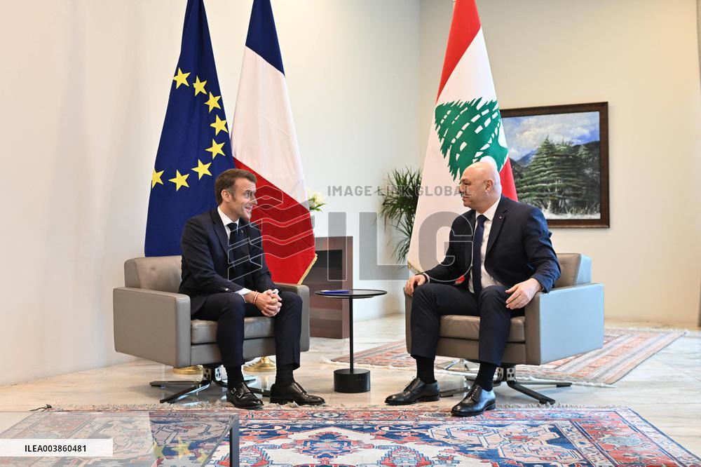 President Macron Meets Lebanon's New President - Beirut