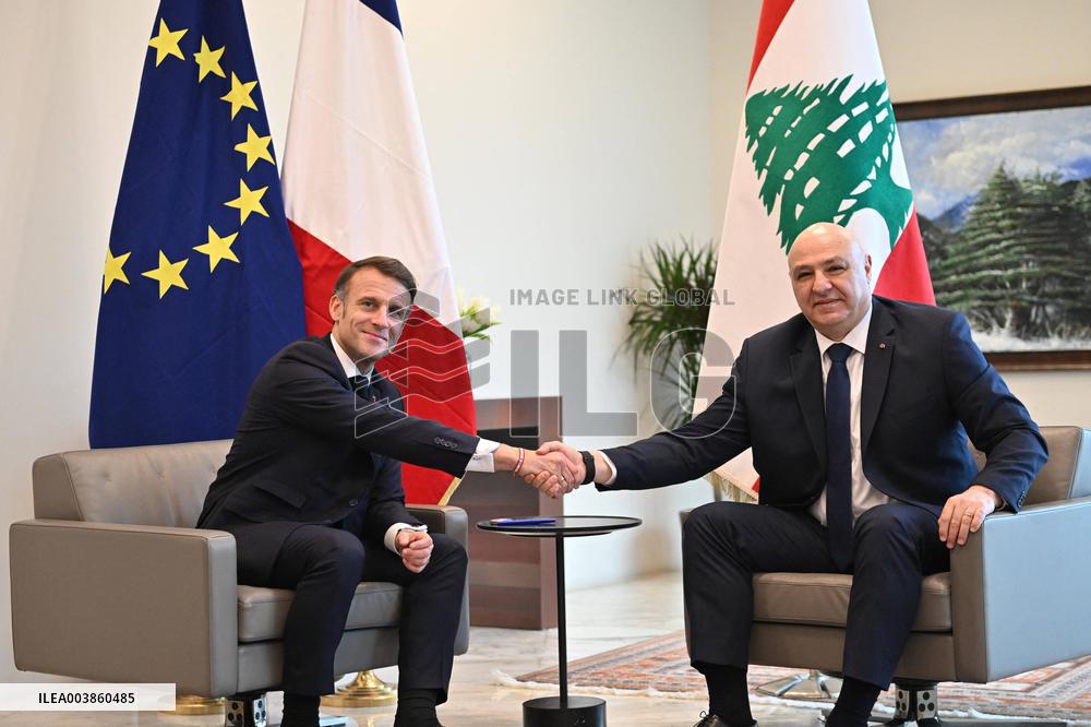 President Macron Meets Lebanon's New President - Beirut