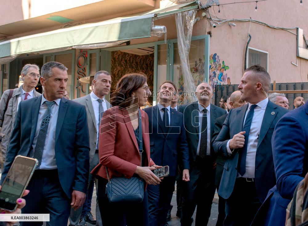 Macron Visits Gemmayze District - Beirut