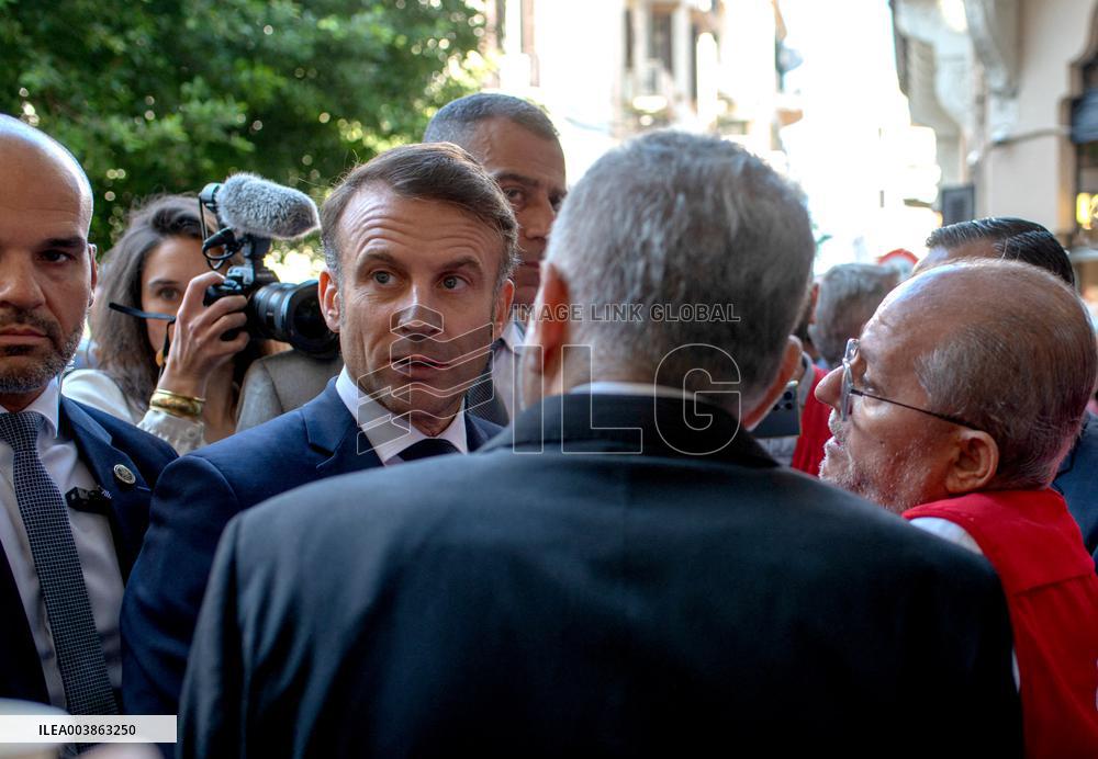 Macron Visits Gemmayze District - Beirut