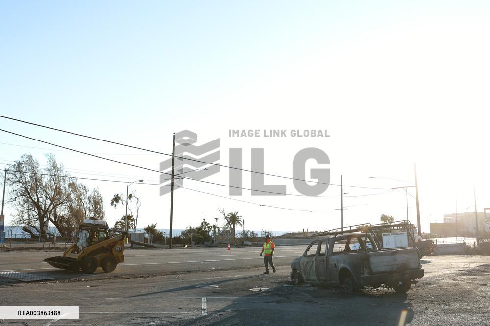 Disaster Areas Of Pacific Palisades After The Wildfire - CA