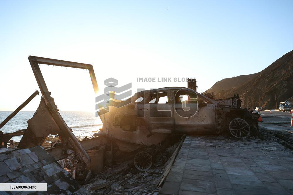 Disaster Areas Of Pacific Palisades After The Wildfire - CA