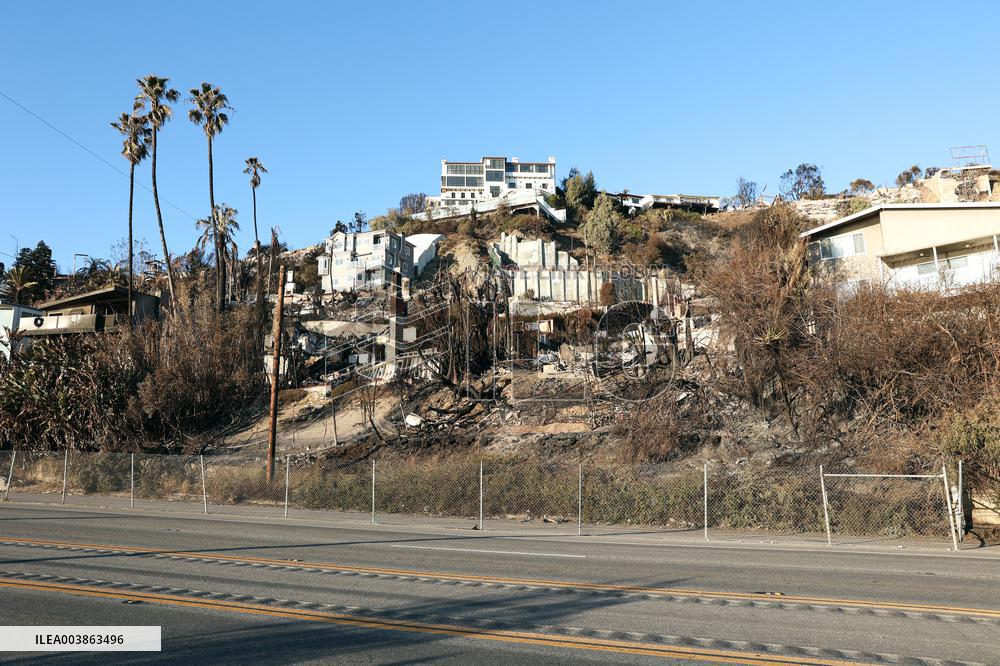 Disaster Areas Of Pacific Palisades After The Wildfire - CA