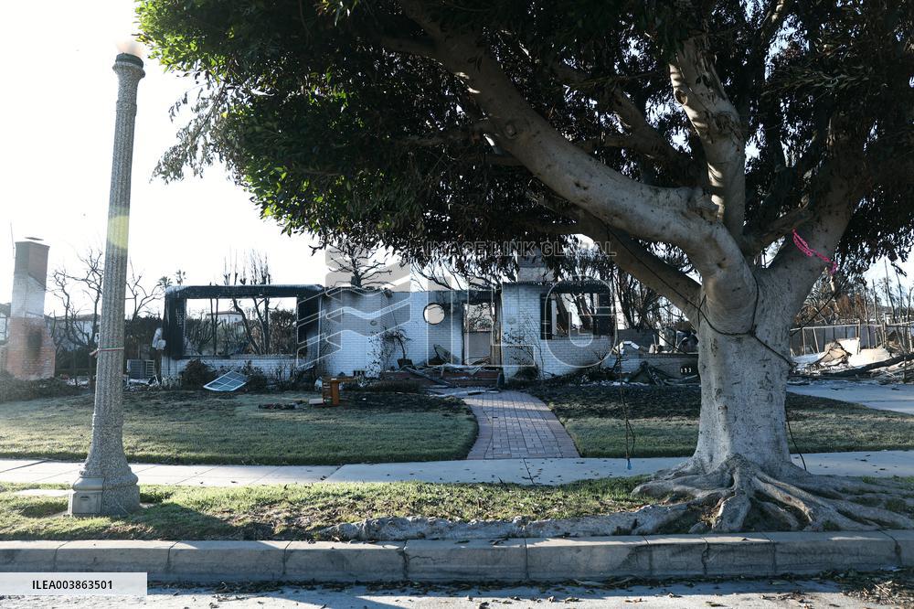 Disaster Areas Of Pacific Palisades After The Wildfire - CA