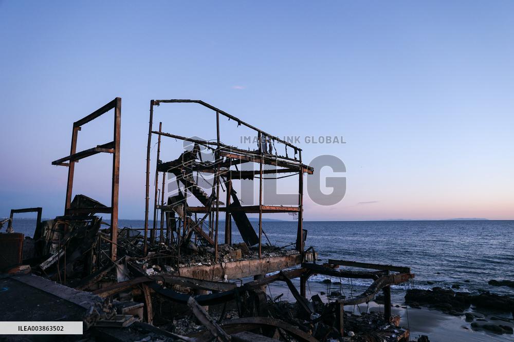 Disaster Areas Of Pacific Palisades After The Wildfire - CA