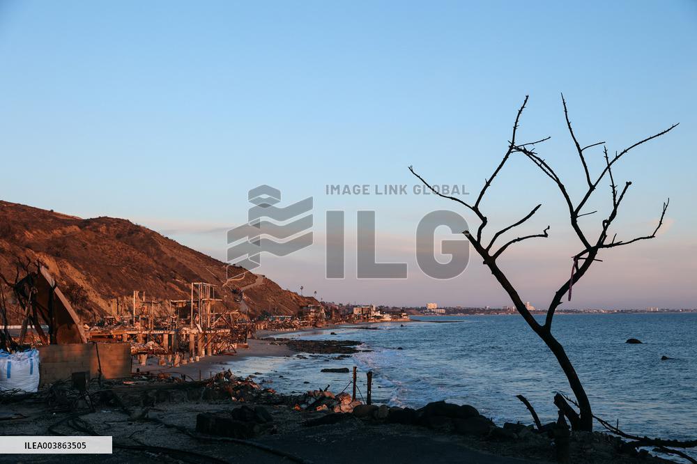 Disaster Areas Of Pacific Palisades After The Wildfire - CA