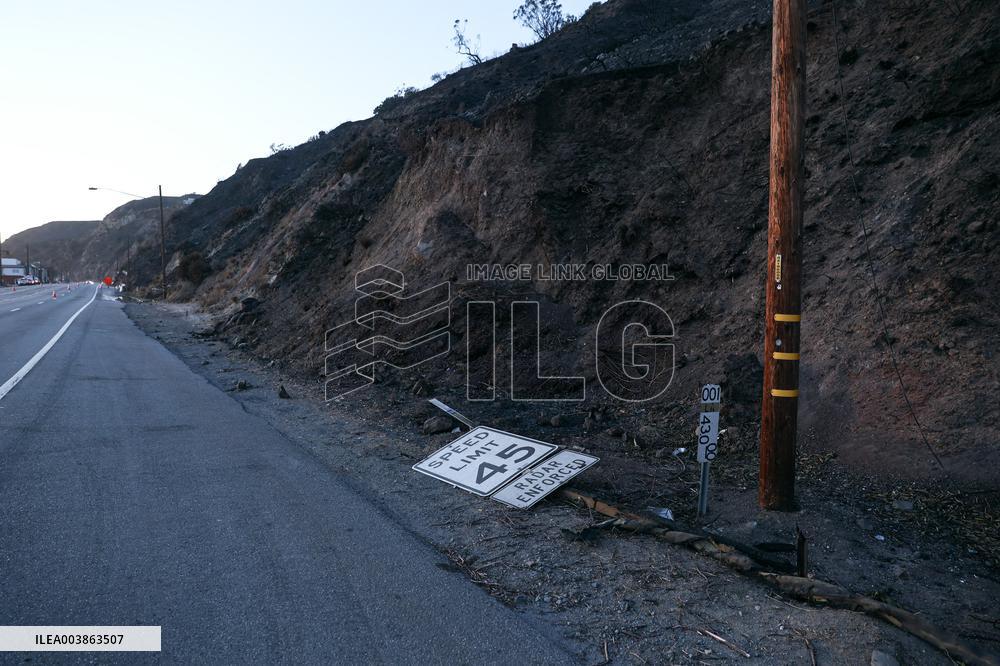 Disaster Areas Of Pacific Palisades After The Wildfire - CA