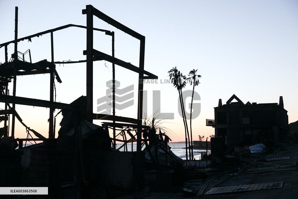 Disaster Areas Of Pacific Palisades After The Wildfire - CA