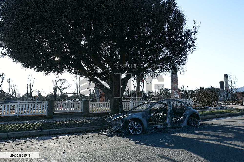 Disaster Areas Of Pacific Palisades After The Wildfire - CA