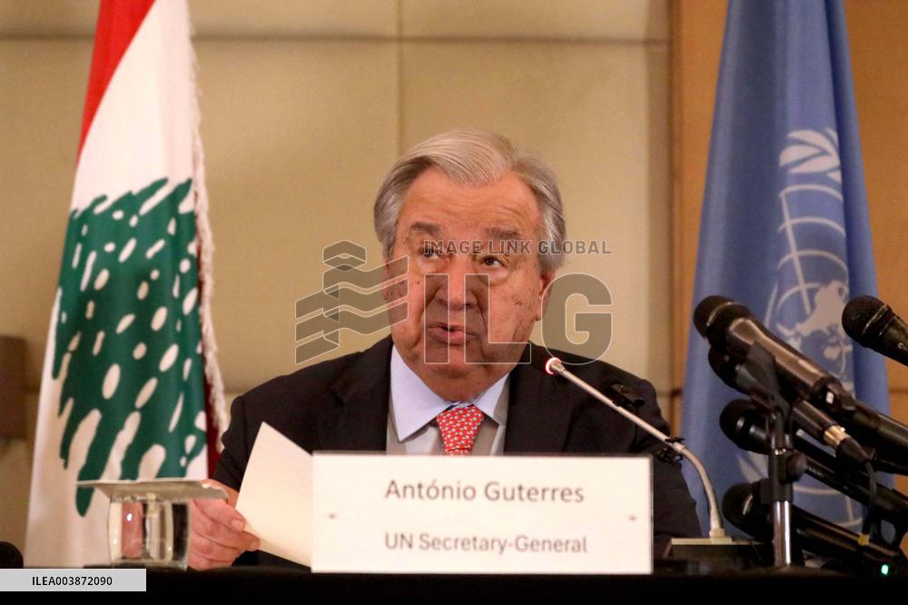 Antonio Guterres Press Conference - Beirut