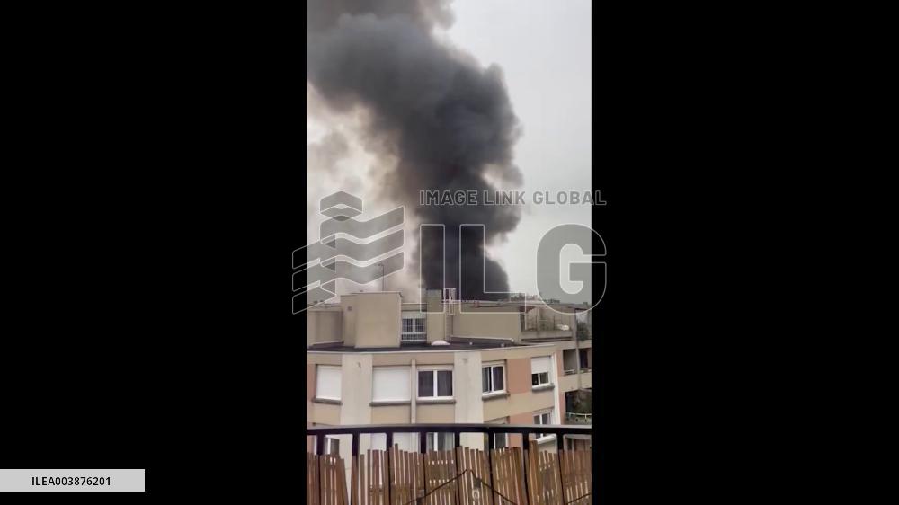 France: Fire Breaks Out At Warehouse In Aubervilliers