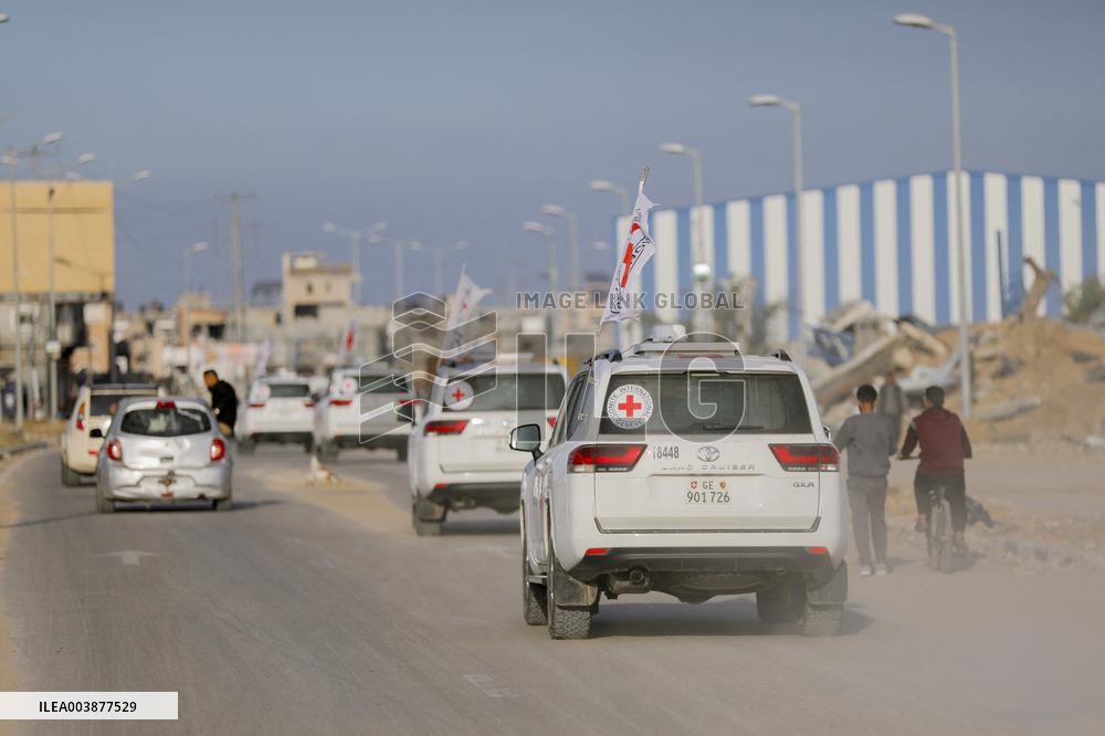 Humanitarian Aid Trucks Enter Rafah After Ceasefire And Hostage