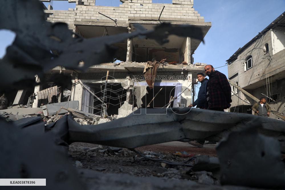 Damaged Houses After Israeli Airstrikes In The Southern Gaza Strip City Of Rafah