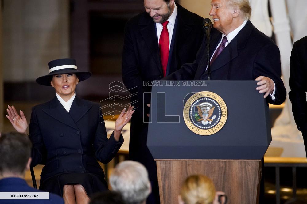 Trumps Delivers Remarks In Emancipation Hall - DC