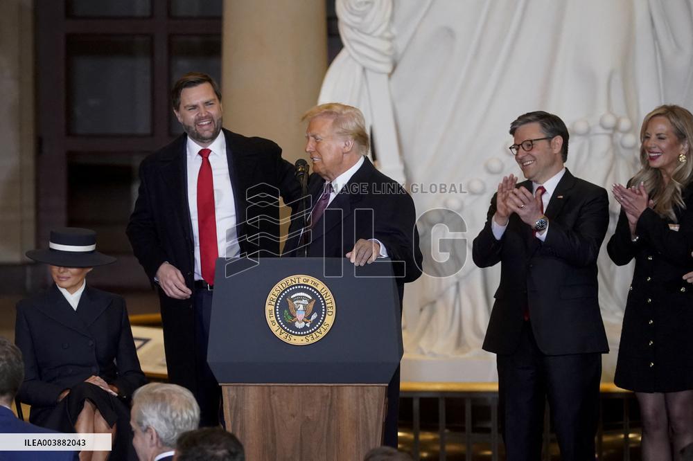 Trumps Delivers Remarks In Emancipation Hall - DC