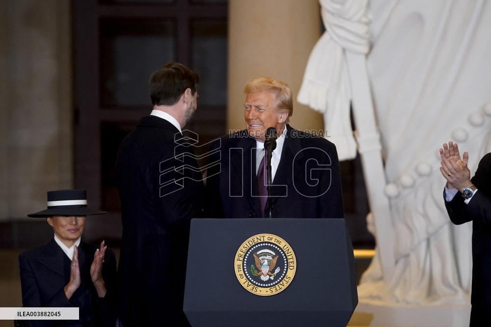 Trumps Delivers Remarks In Emancipation Hall - DC