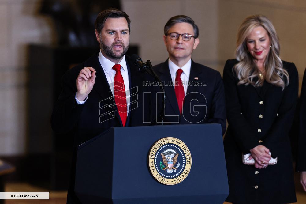 President Trump And VP JD Vance Speeches At Emancipation Hall - USA