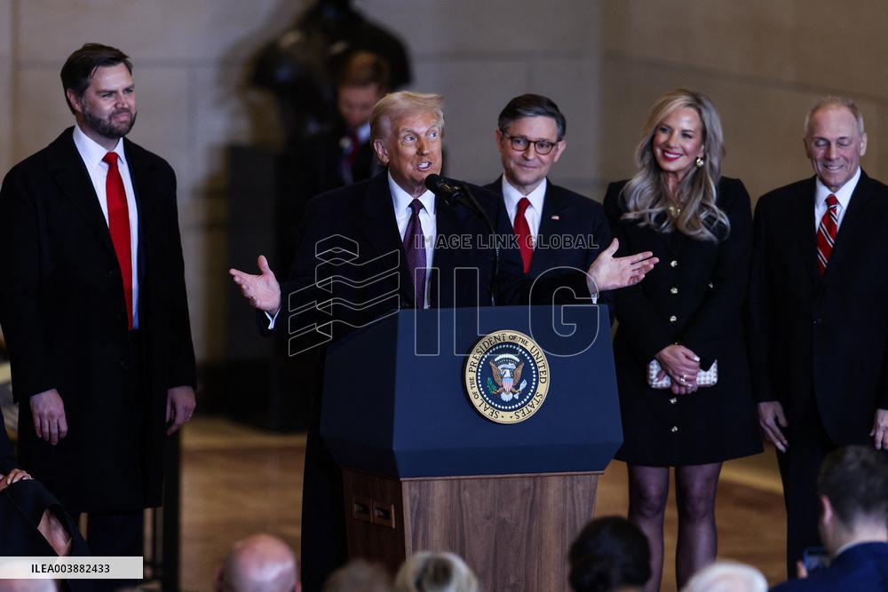 President Trump And VP JD Vance Speeches At Emancipation Hall - USA