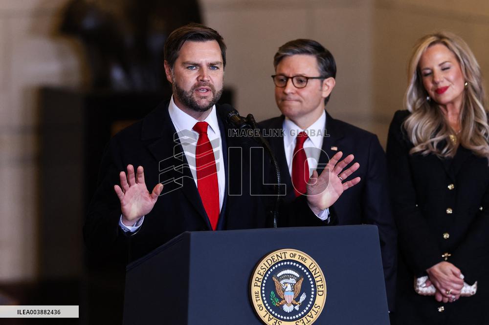 President Trump And VP JD Vance Speeches At Emancipation Hall - USA