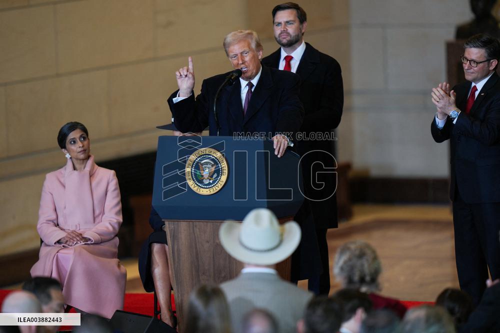 President Trump And VP JD Vance Speeches At Emancipation Hall - USA