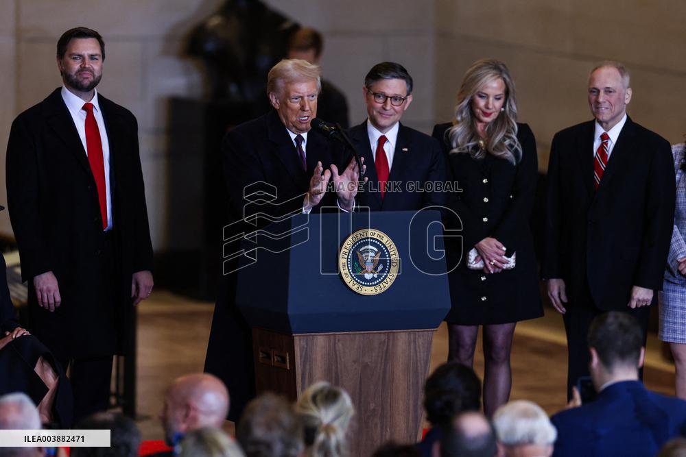 President Trump And VP JD Vance Speeches At Emancipation Hall - USA