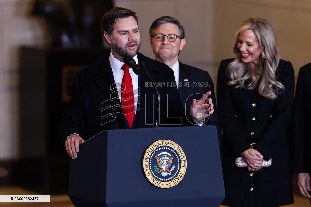 President Trump And VP JD Vance Speeches At Emancipation Hall - USA