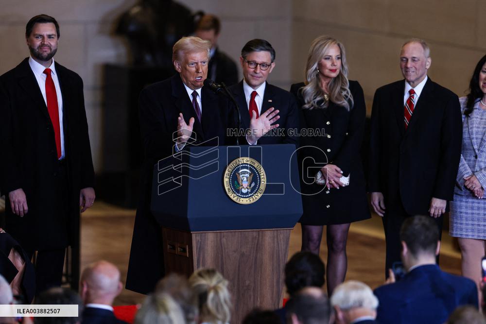 President Trump And VP JD Vance Speeches At Emancipation Hall - USA