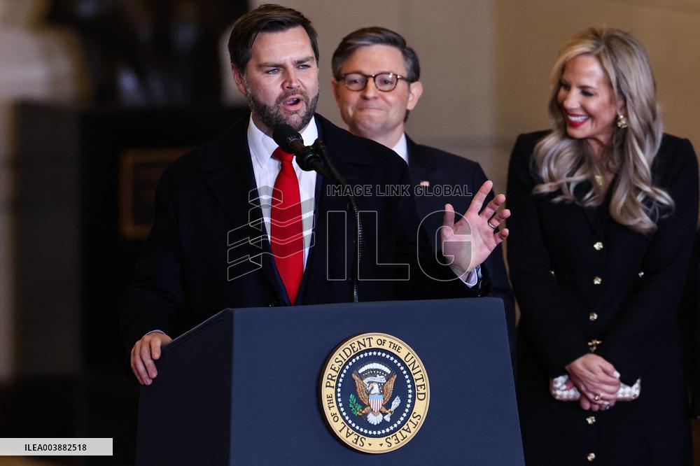 President Trump And VP JD Vance Speeches At Emancipation Hall - USA