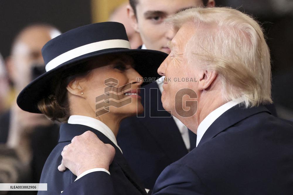 President Donald Trump And Melania Trump Embrace After The Oath - DC