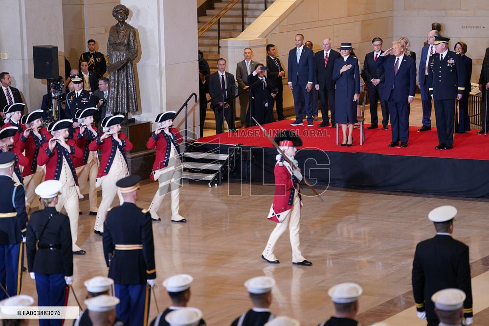 President Trump Reviews Troops - USA