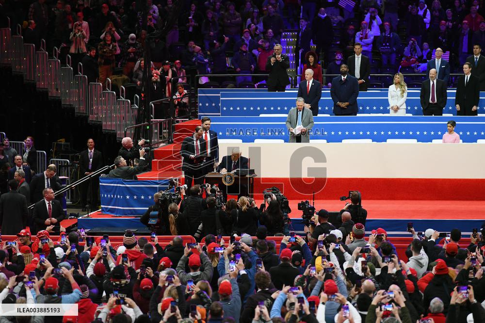Donald Trump Attends The Indoor Inauguration Parade - DC