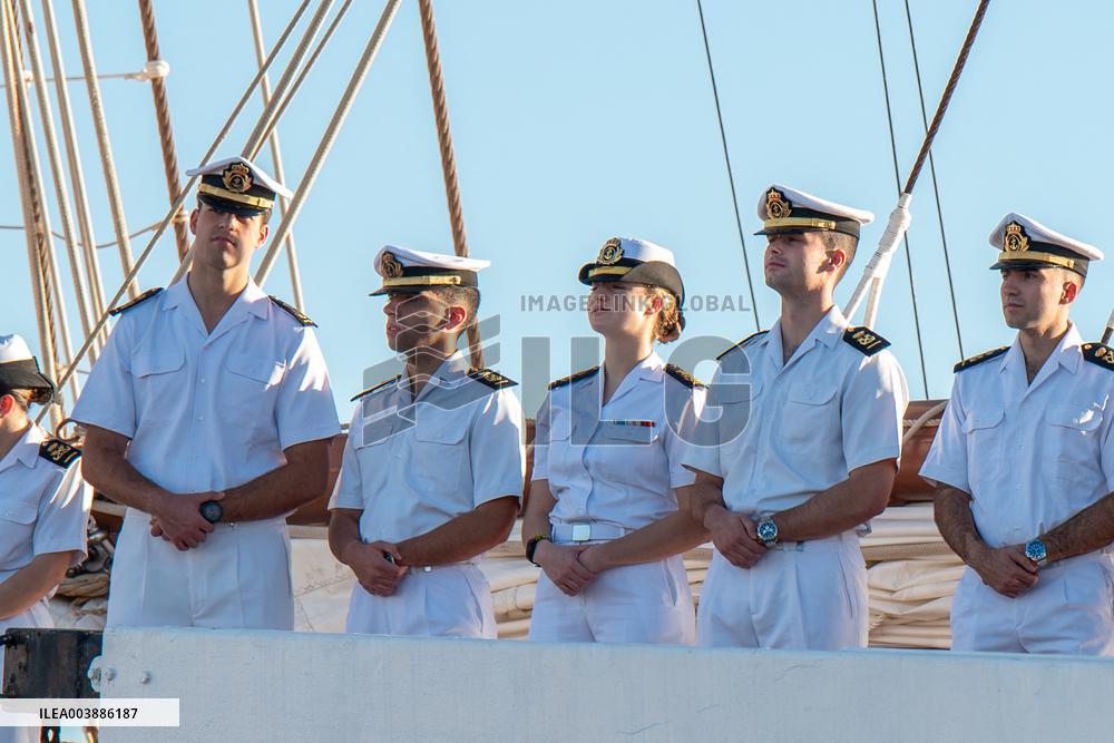 Princess Leonor Arrives In Las Palmas De Gran Canaria On The Ship Elcano
