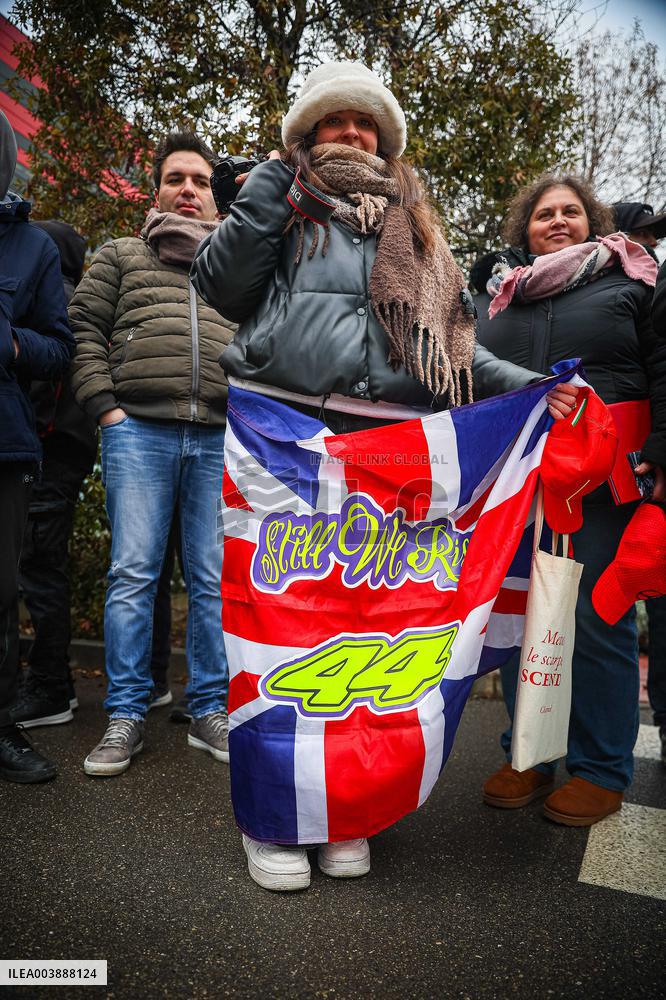 MOTORI - Formula 1 - Ferrari supporters for the first time of Lewis Hamilton on Ferrari F1