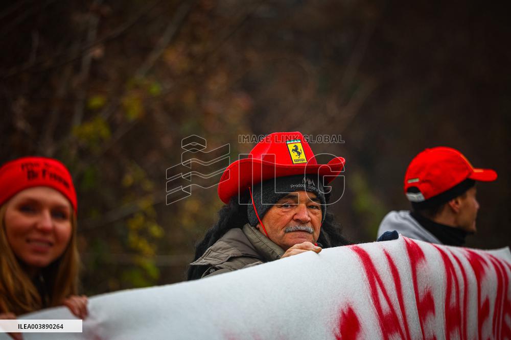 MOTORI - Formula 1 - Ferrari supporters for the first time of Lewis Hamilton on Ferrari F1