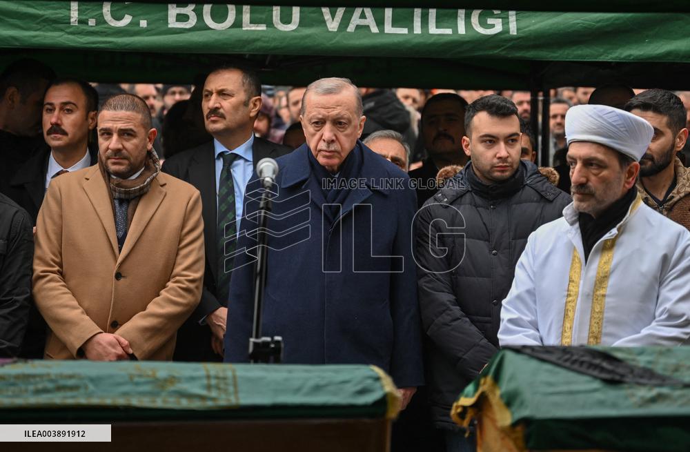 President Erdogan At The Funeral Of Victims In Kartalkaya Hotel Fire Tragedy