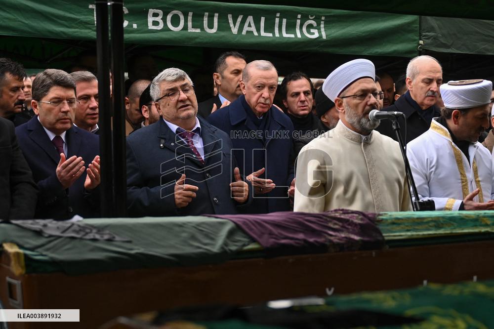 President Erdogan At The Funeral Of Victims In Kartalkaya Hotel Fire Tragedy