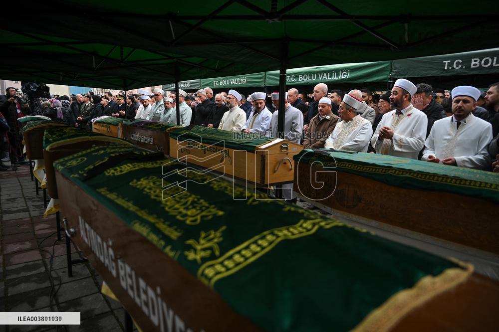 President Erdogan At The Funeral Of Victims In Kartalkaya Hotel Fire Tragedy