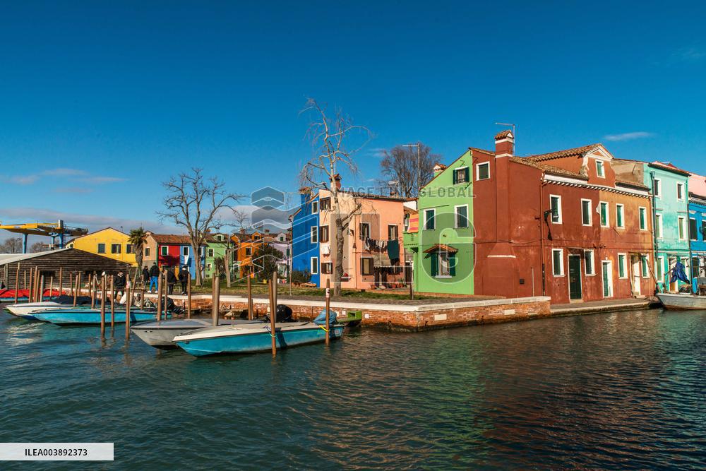 The island of Murano In Venetian Lagoon - Illustration