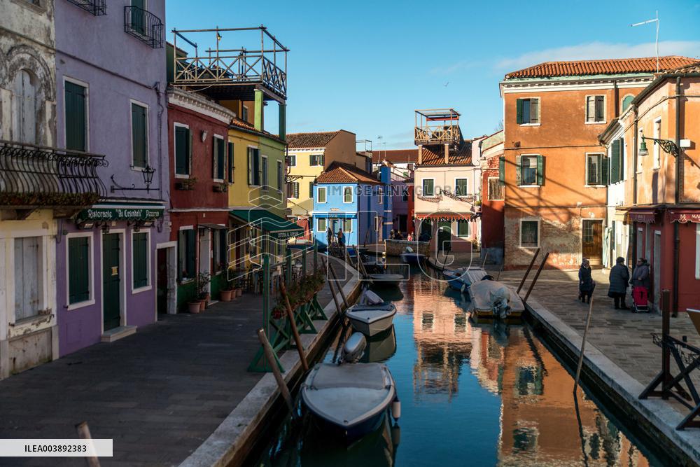 The island of Murano In Venetian Lagoon - Illustration