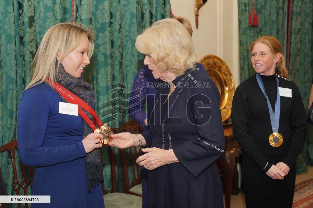 Queen Camilla At British Equestrian Teams Reception - London
