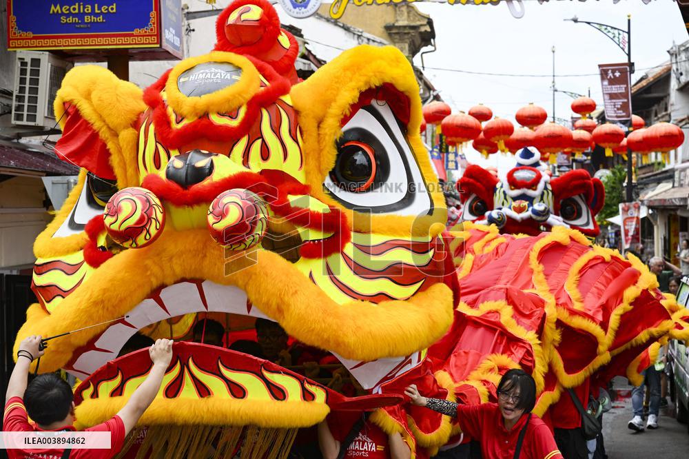 Lion Dance At Spring Festival - Malaysia