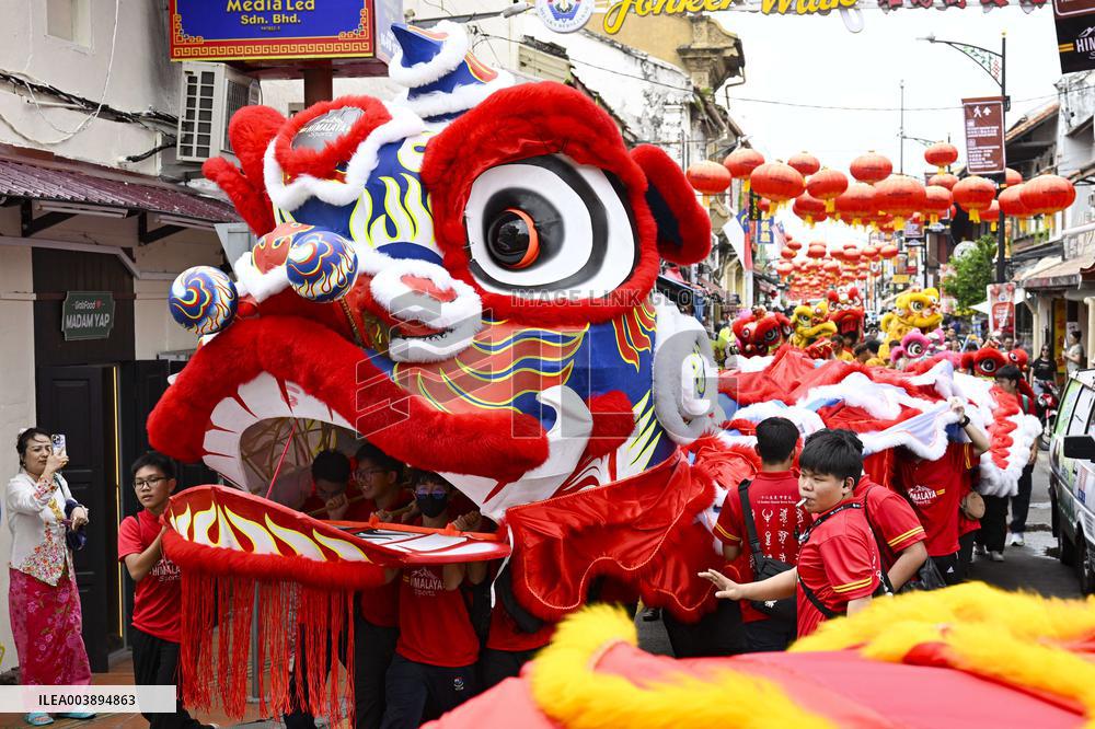 Lion Dance At Spring Festival - Malaysia