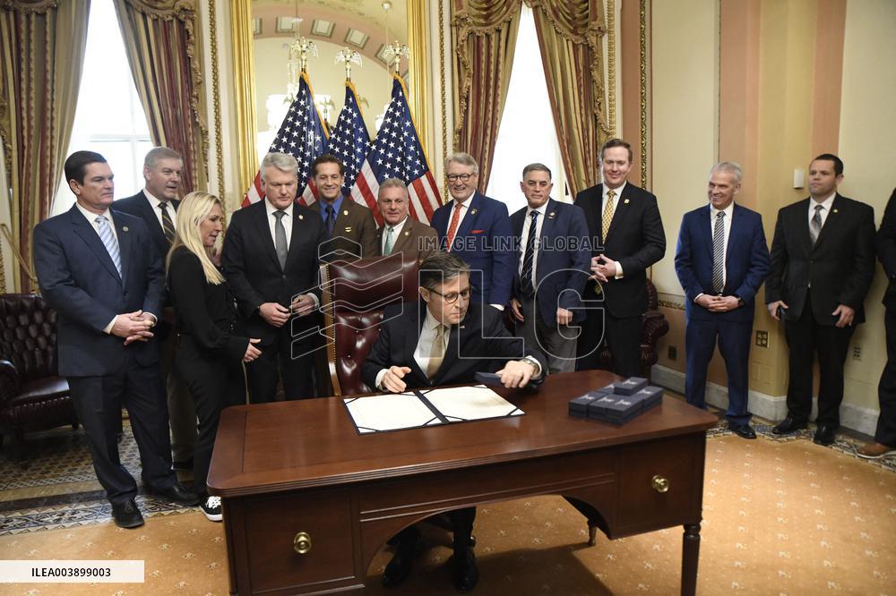 Speaker Johnson Holds Enrollment Ceremony For The Laken Riley Act - DC